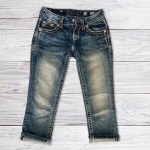Miss Me Women's Signature Cuffed Capri Jeans Size 24 Blue